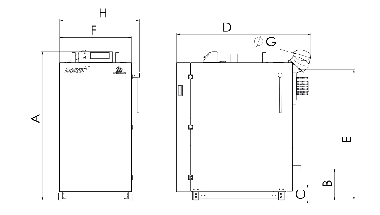 Wymiary kotła HOLZ DUO